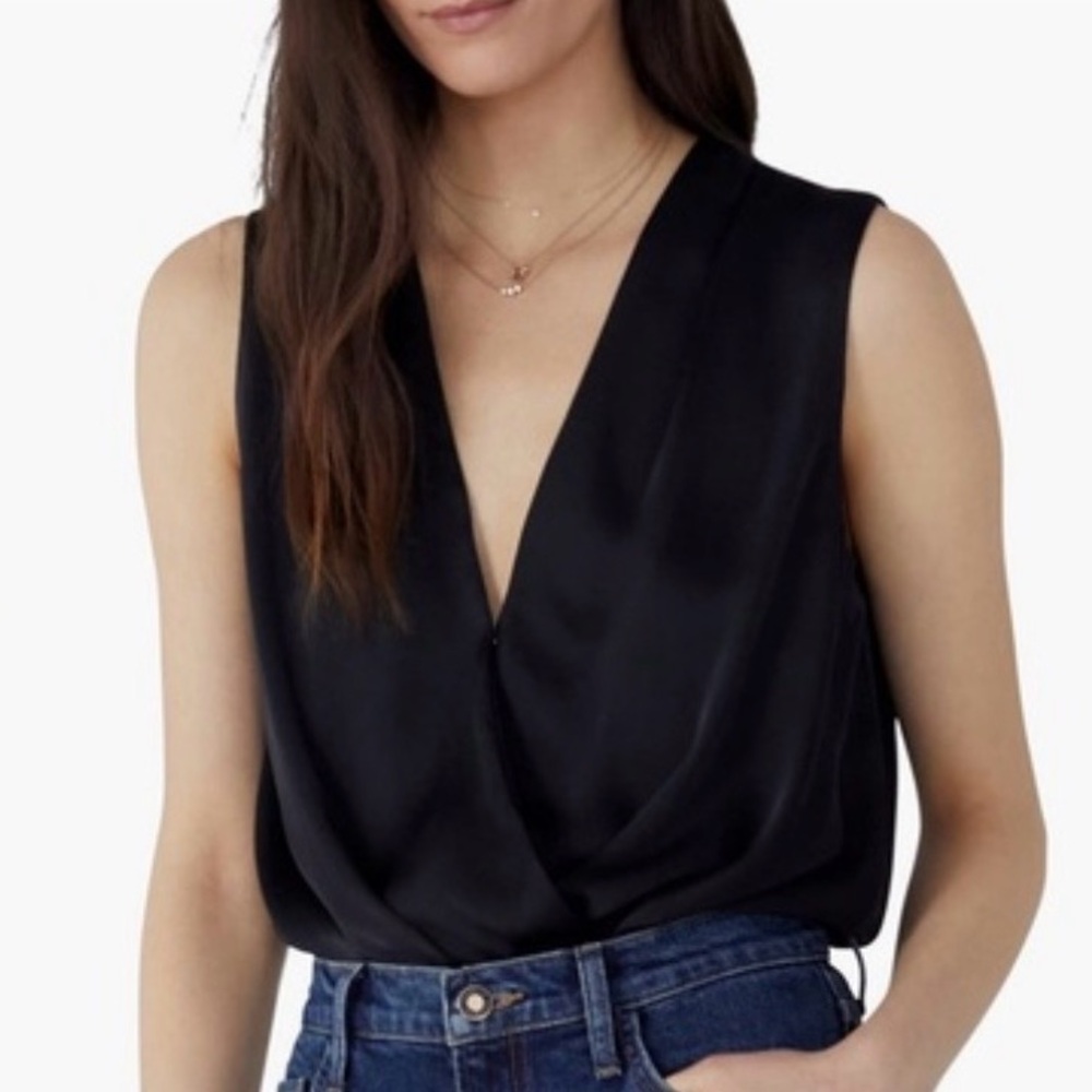 NWT Micheal Kors Black Draped Sleeveless Blouse Office Capsule Quiet Luxury